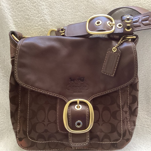 Coach Bleecker Mahogany Leather Jacquard Hobo 11434 Checkbook Wallet 40893 Set - Picture 2 of 9